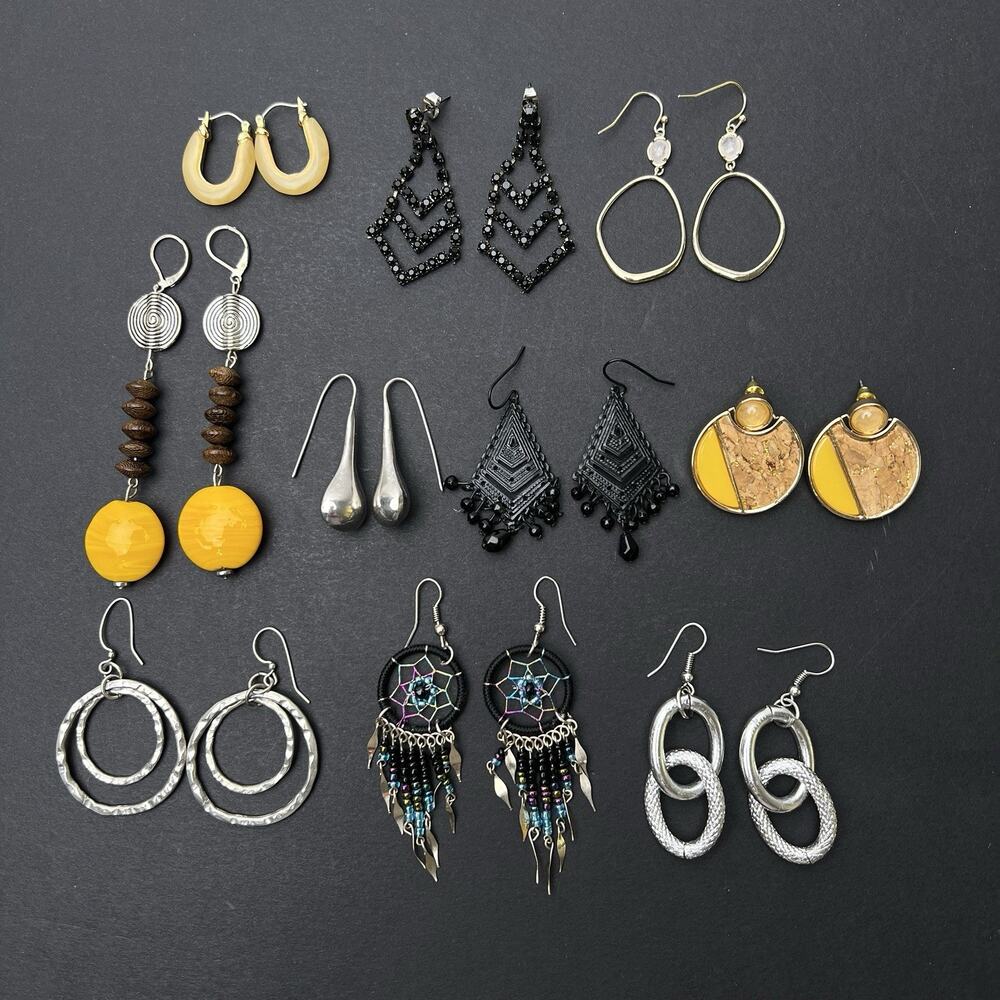 Lot 10 Dangle Pierced Earrings Drop Classic Stylish Boho Chic Wearable Variety